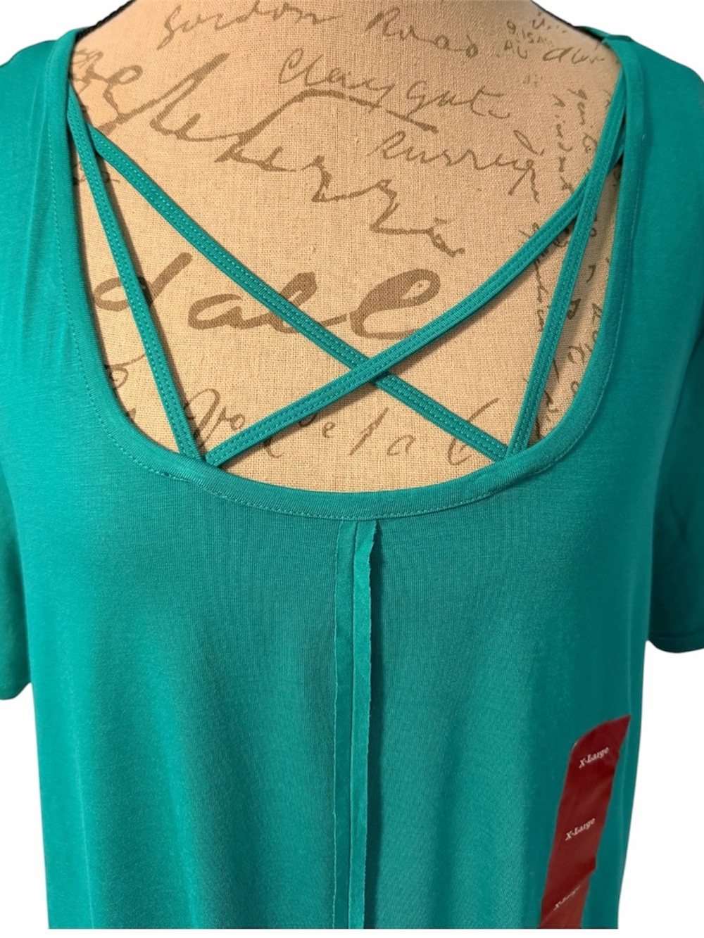 nwt terre bleue teal crisscross strappy neck tunic top xl